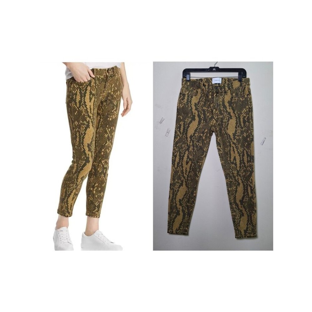 Current Elliott Stilleto Jean Women 28 Green Burmese Python Skinny Stretch